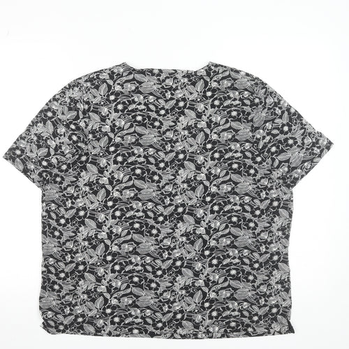 Tigi Women's Black Floral Viscose Stretch T-Shirt Size 18