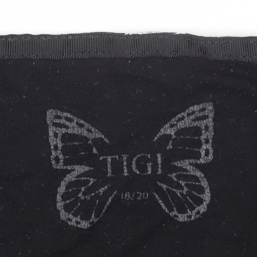Tigi Women's Black Floral Viscose Stretch T-Shirt Size 18