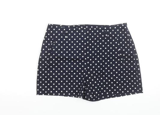 Dunnes Stores Women Blue Polka Dot Cotton Chino Shorts Size 12