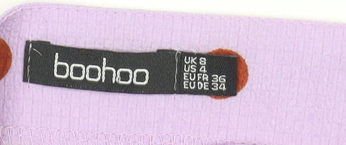 Boohoo Women’s Purple Polka Dot Slip Dress Size 8 Ruffle Hem