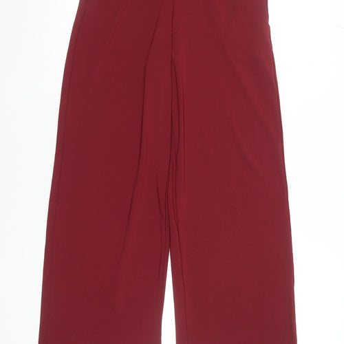 Drôle de Copine Women’s Red Wide-Leg Trousers S Elastic Waist Stretch