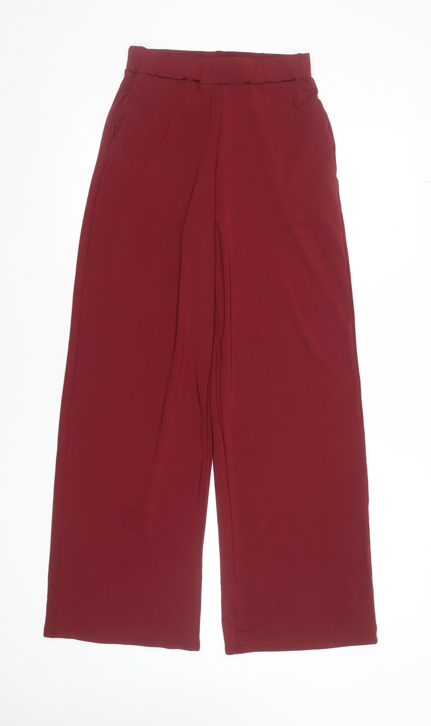Drôle de Copine Women’s Red Wide-Leg Trousers S Elastic Waist Stretch