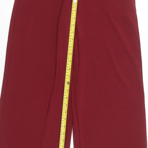 Drôle de Copine Women’s Red Wide-Leg Trousers S Elastic Waist Stretch