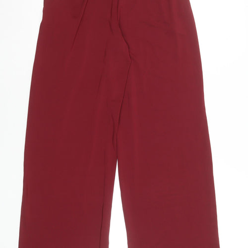 Drôle de Copine Women’s Red Wide-Leg Trousers S Elastic Waist Stretch
