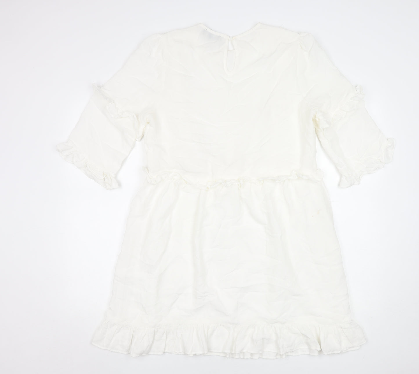 In The Style Women White Size 10 Ruffle Shift Short Dress