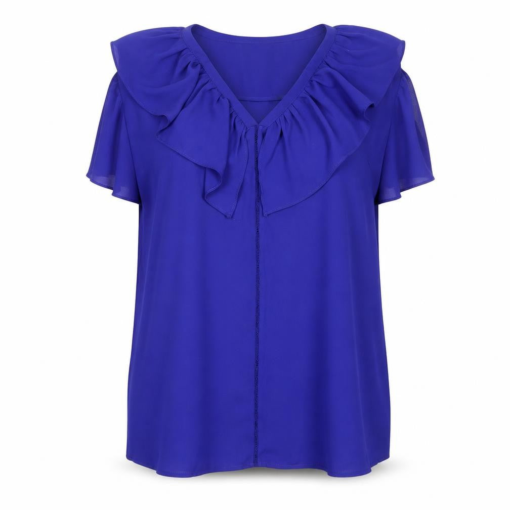 Dunnes Women’s Blue Ruffle V-Neck Sleeveless Tunic Blouse Size 14
