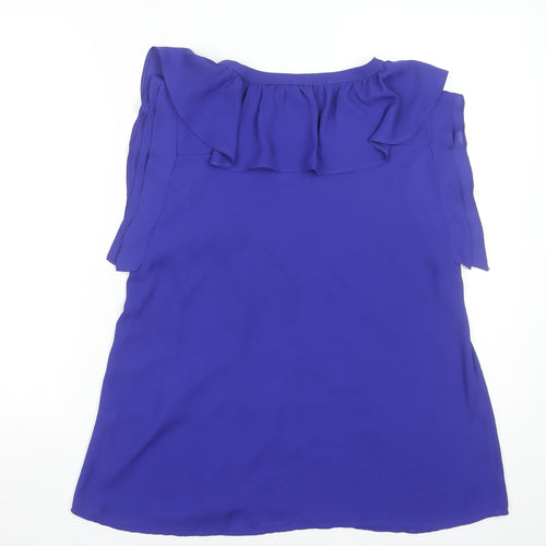 Dunnes Women’s Blue Ruffle V-Neck Sleeveless Tunic Blouse Size 14