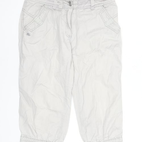 Decathlon Women Beige Cotton Capri Trousers Size 12