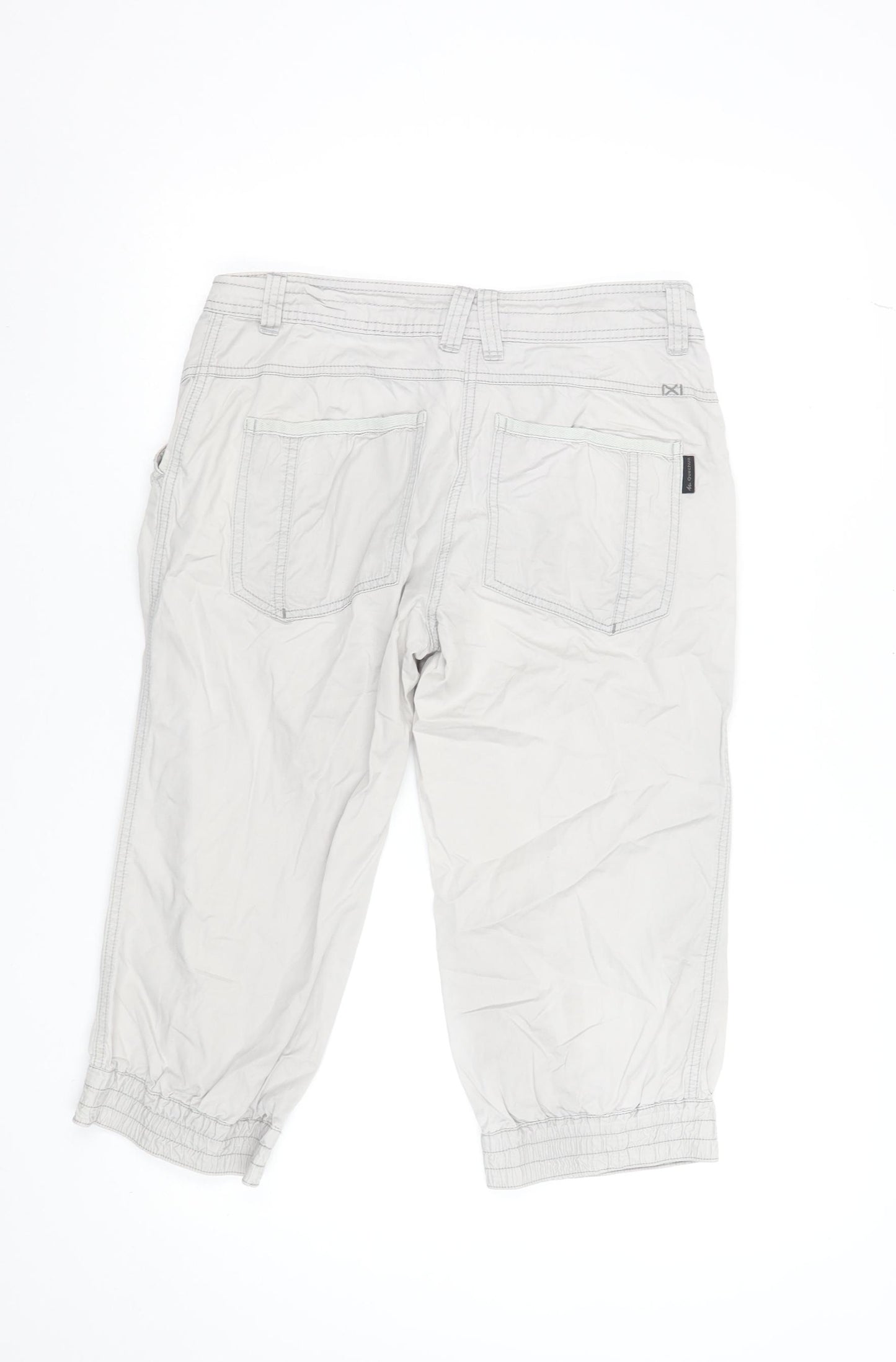 Decathlon Women Beige Cotton Capri Trousers Size 12