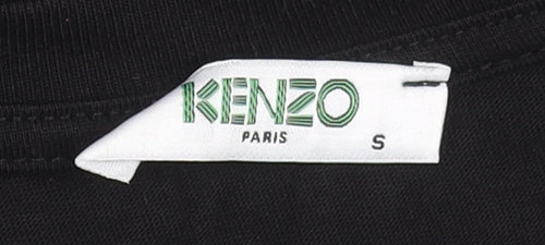 Kenzo Men Black Small Tiger Logo Embroidered Designer T-Shirt