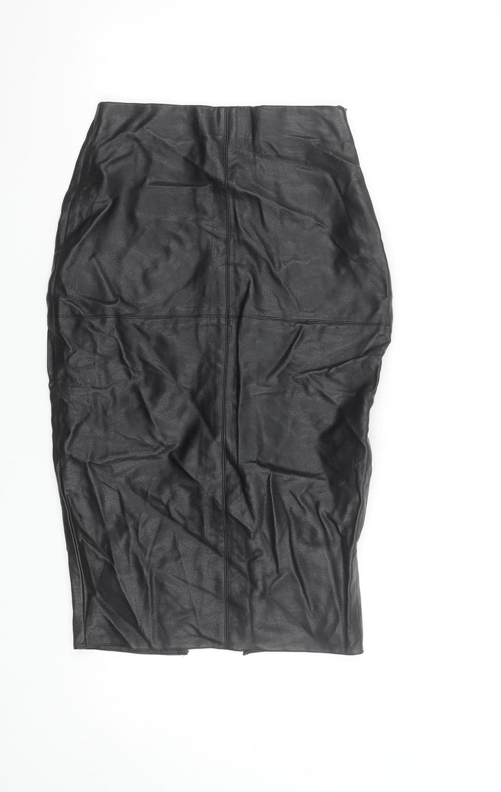 River Island Womens Black Faux Leather Pencil Skirt Size 6
