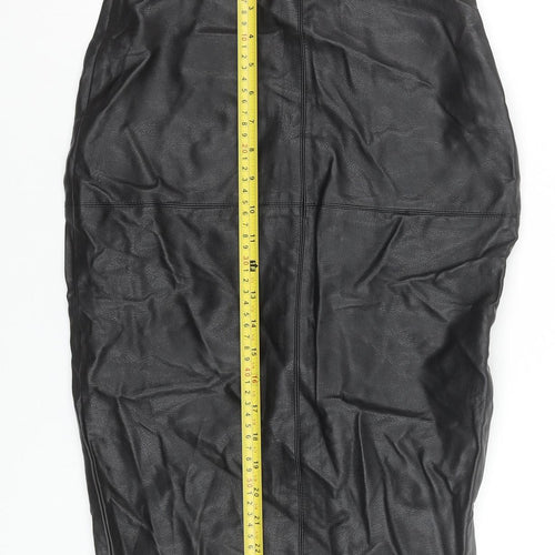 River Island Womens Black Faux Leather Pencil Skirt Size 6
