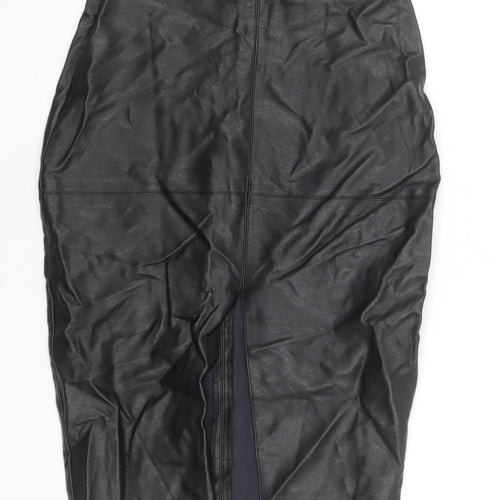 River Island Womens Black Faux Leather Pencil Skirt Size 6