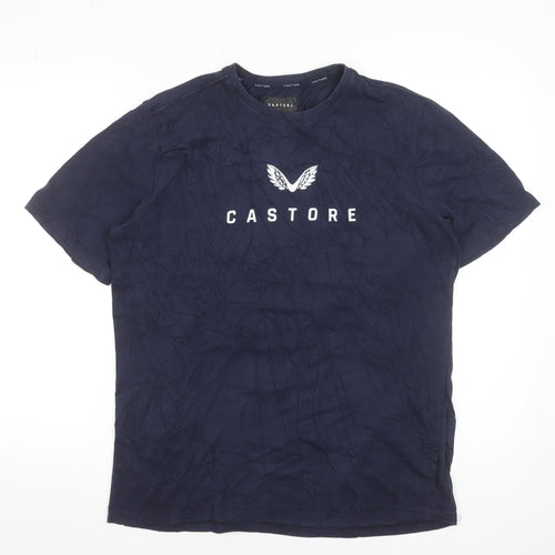 Castore Men's Blue Medium Crew Neck Stretch Performance T-Shirt