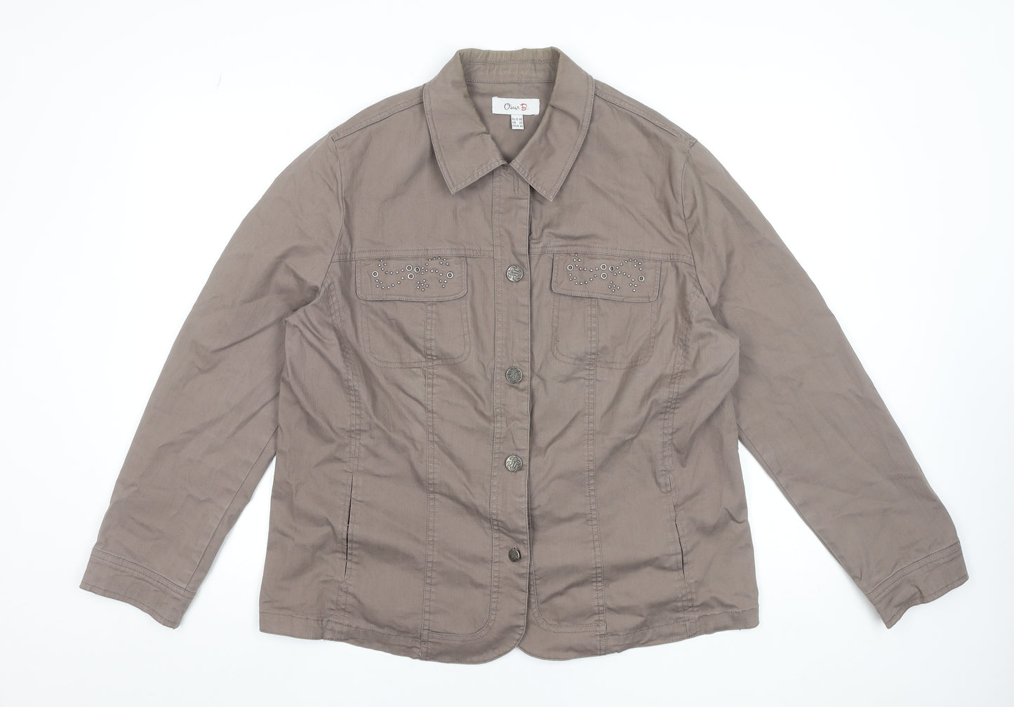 Oscar B. Women's Brown Cotton Stretch Jacket Size 20 Casual