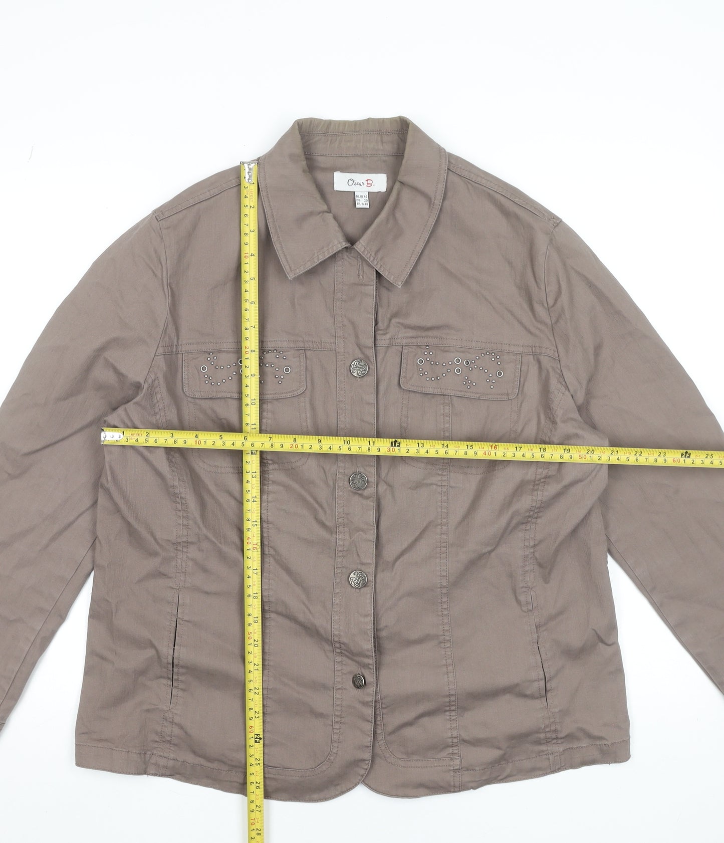 Oscar B. Women's Brown Cotton Stretch Jacket Size 20 Casual