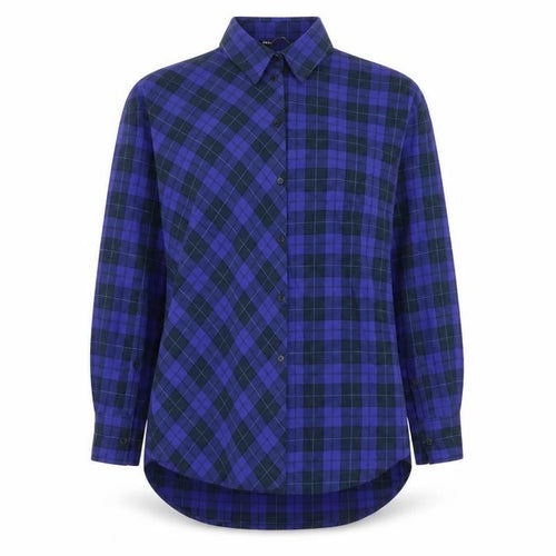 Zara Womens Blue Check Button-Up Long Sleeve Shirt XS Cotton