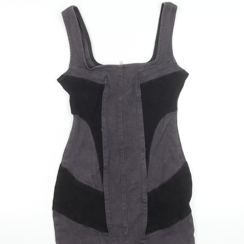 PrettyLittleThing Women’s Grey Bodycon Mini Dress UK 6 Sleeveless Zip Back