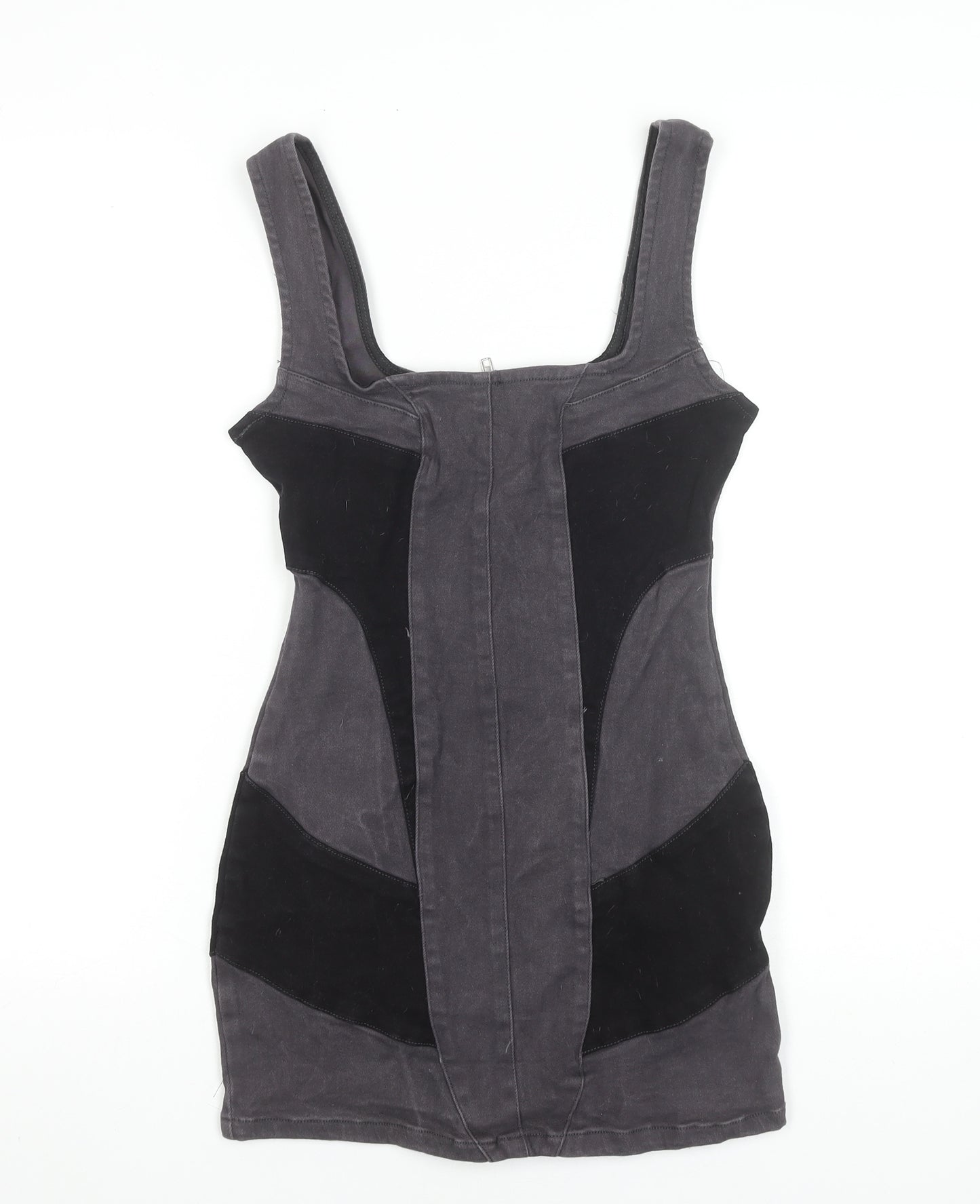 PrettyLittleThing Women’s Grey Bodycon Mini Dress UK 6 Sleeveless Zip Back