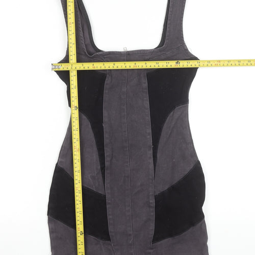 PrettyLittleThing Women’s Grey Bodycon Mini Dress UK 6 Sleeveless Zip Back