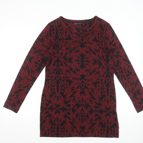 Marks and Spencer Women Red Knit Shift Dress Size 12 Long Sleeve