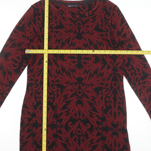 Marks and Spencer Women Red Knit Shift Dress Size 12 Long Sleeve
