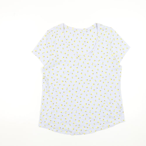 Marks and Spencer Womens White Floral Cotton T-Shirt Size 14