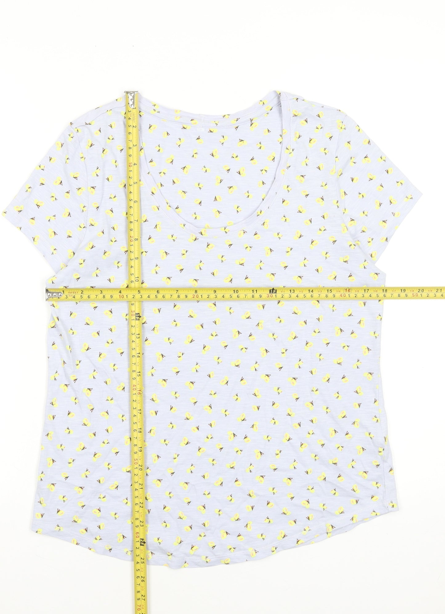 Marks and Spencer Womens White Floral Cotton T-Shirt Size 14