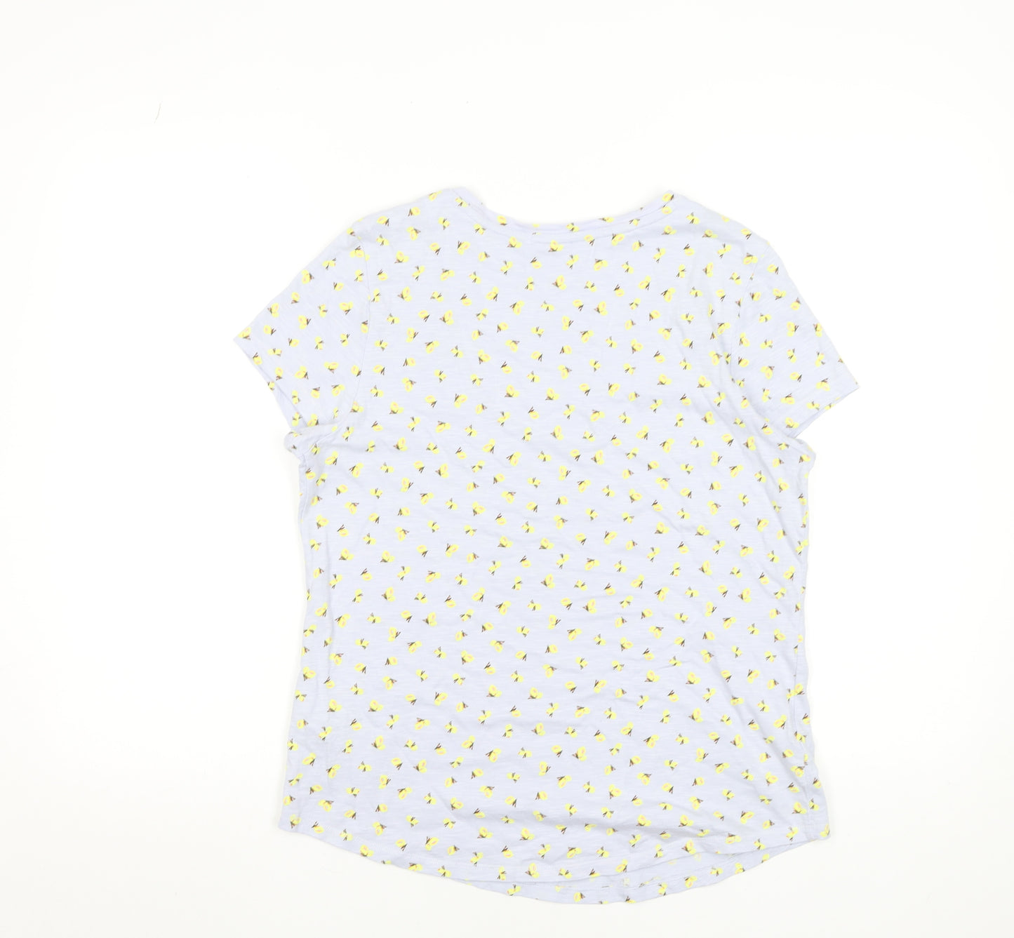 Marks and Spencer Womens White Floral Cotton T-Shirt Size 14