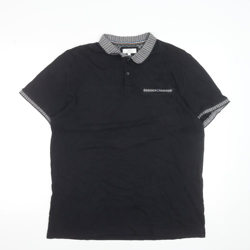 Next Men's Black Short Sleeve Cotton Polo Shirt L 42-44in Classic Fit