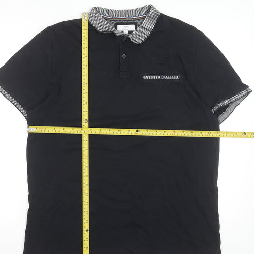 Next Men's Black Short Sleeve Cotton Polo Shirt L 42-44in Classic Fit