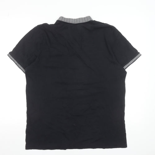 Next Men's Black Short Sleeve Cotton Polo Shirt L 42-44in Classic Fit
