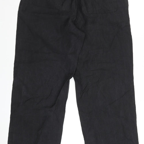 Zara Women Black Size S Cropped Wide-Leg Trousers