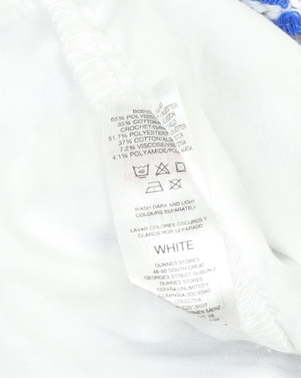 Dunnes Stores Women’s White Floral Crochet Blouse XS Puff Sleeve