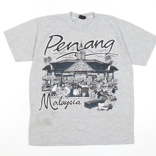 Club Men's Grey Penang Malaysia Graphic T-Shirt Size L