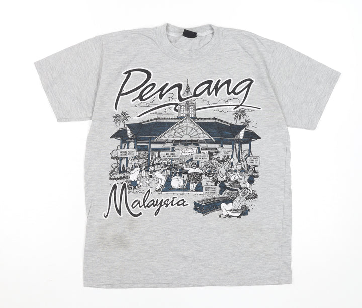 Club Men's Grey Penang Malaysia Graphic T-Shirt Size L