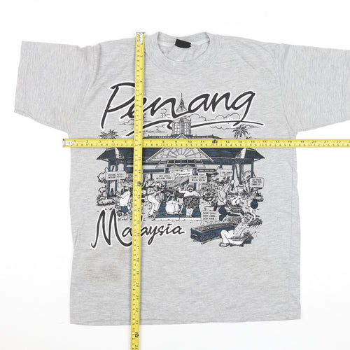 Club Men's Grey Penang Malaysia Graphic T-Shirt Size L