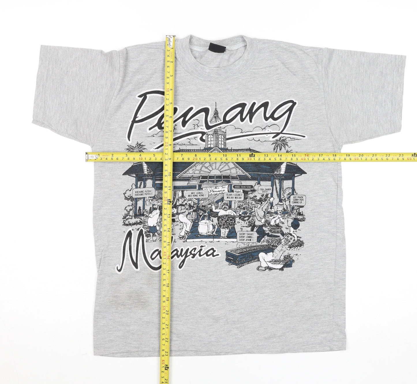 Club Men's Grey Penang Malaysia Graphic T-Shirt Size L