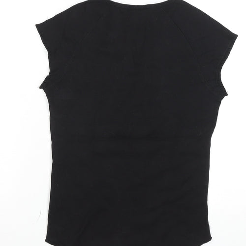 Valeria Womens Black Graphic Cuba T-Shirt Size M Short Sleeve Casual