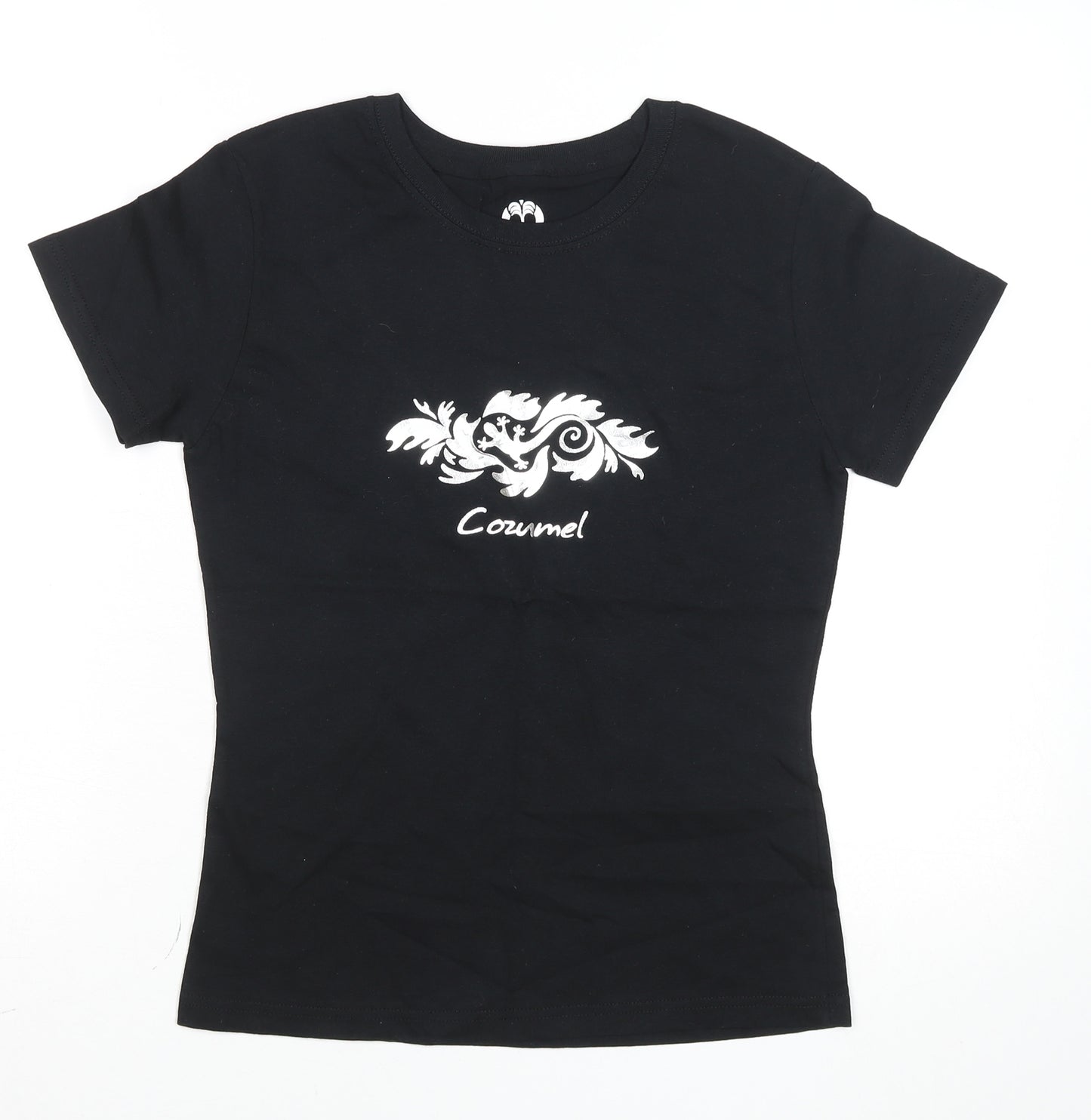 Tropical Relax Womens Black Cotton Cozumel T-Shirt M Short Sleeve