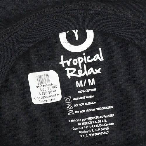 Tropical Relax Womens Black Cotton Cozumel T-Shirt M Short Sleeve
