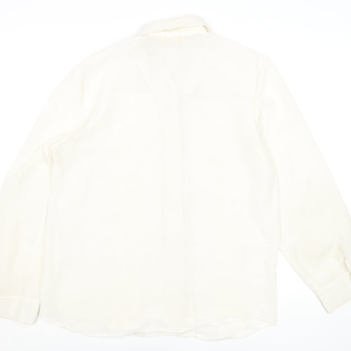 Vision Womens Ivory Lace Panel Long Sleeve Polyester Blouse Size 14