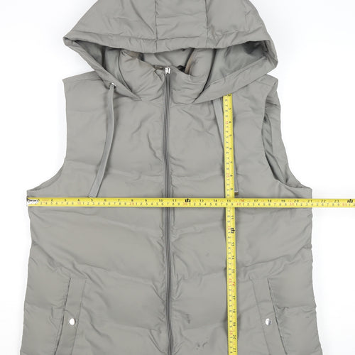 Primark Women Grey Hooded Padded Puffer Waistcoat Size M 12/14