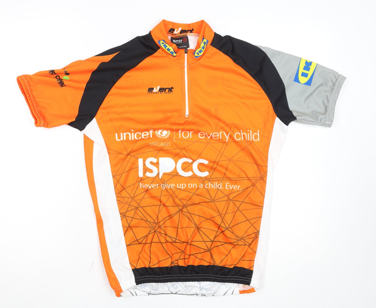 Event Men’s Orange Cycling Jersey M Short Sleeve 1/4 Zip Quick Dry Top