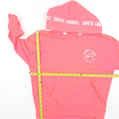 Tommy Jeans Women's Pink XS Pullover Hoodie with Logo Print