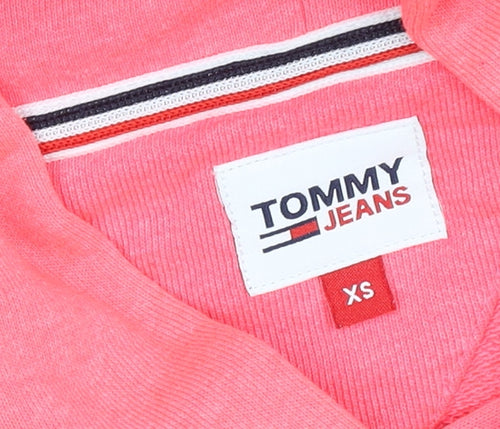 Tommy Jeans Women's Pink XS Pullover Hoodie with Logo Print