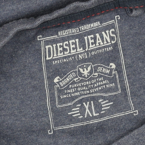Diesel Men's Blue XL Vintage Varsity Denim Cotton T-Shirt