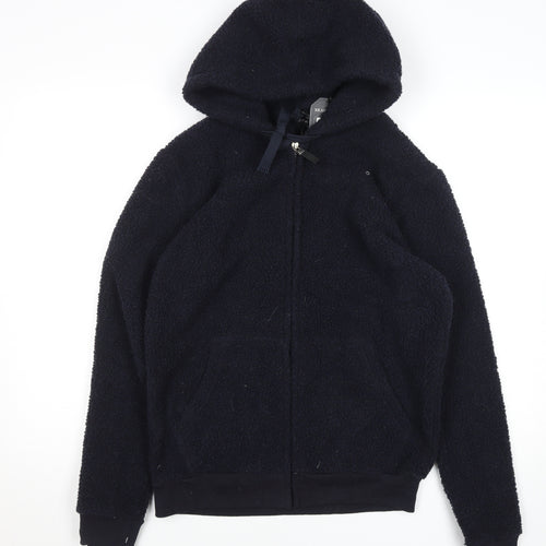 Brave Soul Mens Black Fleece Hooded Zip Jacket Size S Regular Fit