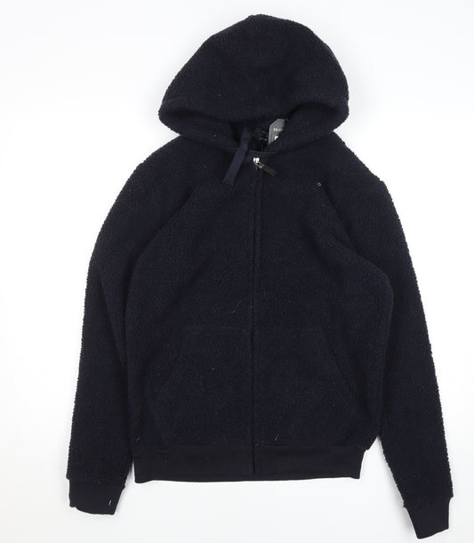 Brave Soul Mens Black Fleece Hooded Zip Jacket Size S Regular Fit