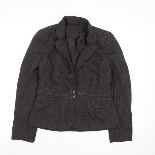 F&F Women Brown Size 12 Tailored Two-Button Suit Jacket